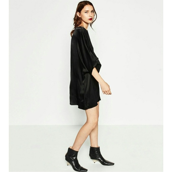 ZARA | Satin One-Sleeve Asymmetrical Dress - Picture 2 of 7
